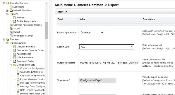 Exporting Diameter Common on SOAM Exporting Diameter Common on SOAM